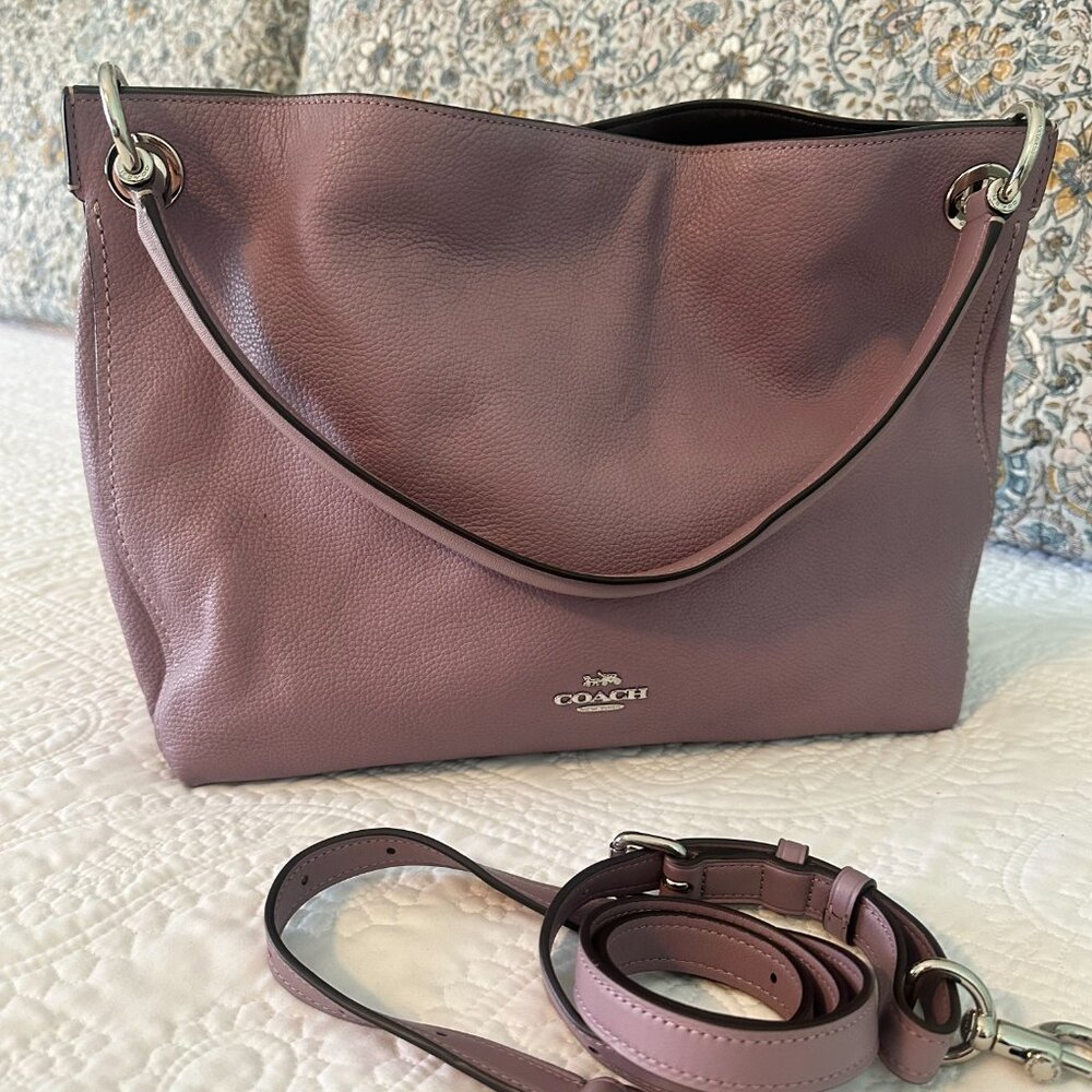 Coach Clarkson Hobo Lavender Pebbled Leather Bag - Picture 7 of 16
